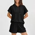 thumbnail image 6 of Otvok Summer Womens Sets Casual 2 Piece Outfits Short Sleeve Hoodie Tops and Shorts with Pockets, 6 of 6