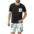thumbnail image 1 of Ensembles de Pyjamas 2 Pcs pour Hommes Ultra Doux Texturés Costumes Athlétiques Extensibles Col Rond Manches Courtes Chemises Athlétiques Extensibles Séchage Rapide Vêtements de Détente Shorts Ensembles d'Été Hommes 2 Pcs Chemise de Nuit, 1 of 6