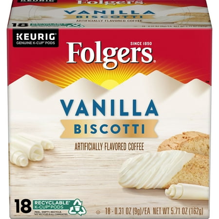 Folgers Vanilla Biscotti Flavored Coffee, K-Cup Pods for Keurig K-Cup Brewers,