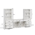 thumbnail image 3 of RichYa Kitchen Pantry Cabinet Set of 4,94" W Buffet Sideboard Coffee Bar with Glass Door Hutch,Modular Storage Cabinets with Shelves & Drawers for Dining Room,White(DEED), 3 of 10