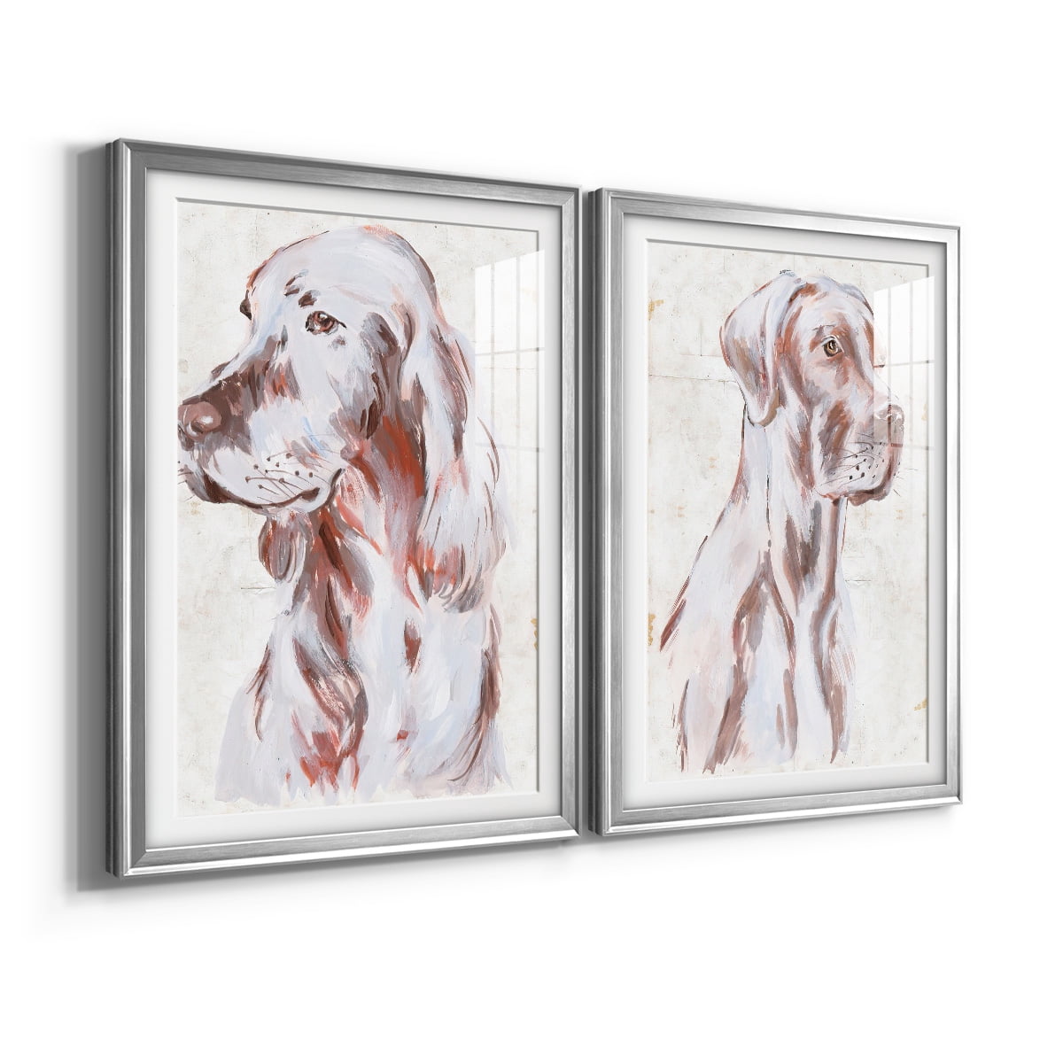 Wexford Home Sitting Dog III Premium Framed Print, 30.5" x 42.5" - Ready to Hang, Silver (Set of 2)