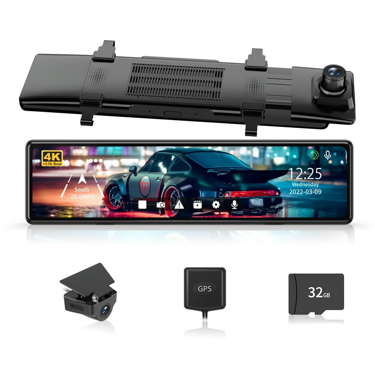 REDTIGER T27 Rear View Mirror Camera for Cars,4K Front and 2.5K