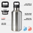 thumbnail image 2 of Ozark Trail 64 oz Stainless Steel Insulated Water Bottle with Chug Lid & Handle, Leak-Proof, Wide-Mouth Reusable Travel Water Bottle, Silver, 2 of 9