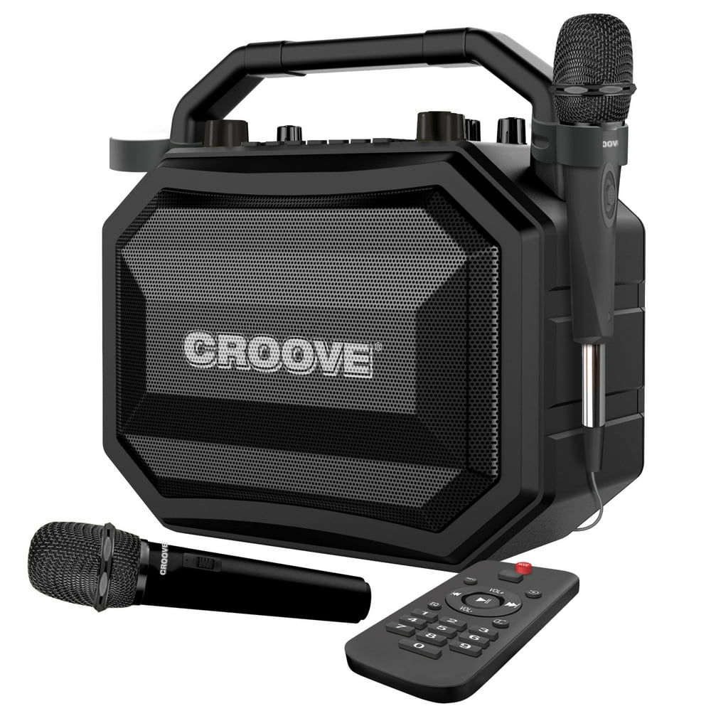 Croove Party Box Portable Karaoke Machine with Bluetooth/AUX/ USB/SD