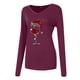 thumbnail image 5 of Camiseta de manga larga con cuello en V para mujer a la moda, blusa holgada con estampado navideño de otoño, Tops Fridja  FKASFK3753, 5 of 5