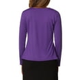 thumbnail image 3 of INSPIRE CHIC Women's Tie Front Long Sleeve Ruffled Hem Open Front Knit Cardigan M Deep Purple, 3 of 6