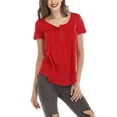 thumbnail image 2 of Innerwin T Shirt Solid Color Women Tops Summer Short Sleeve Fashion Tee Red S, 2 of 4