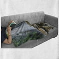 thumbnail image 6 of Waterfall Soft Flannel Fleece Throw Blanket, Waterfalls Surrounded by Rocks and Tropical Exotic Plant Nature Art, Cozy Plush for Indoor and Outdoor Use, 50" x 60", White Green and Brown, by Ambesonne, 6 of 6