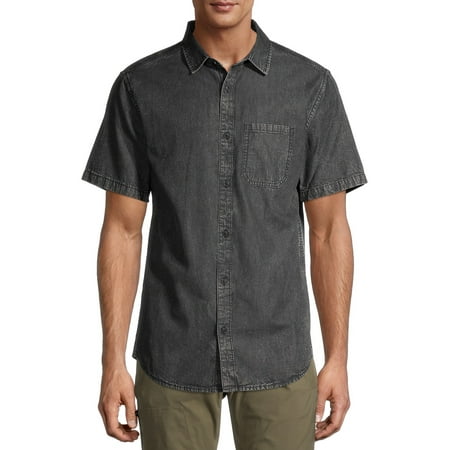 No Boundaries Men's and Big Men's Short Sleeve Denim Shirt , up to 5XL