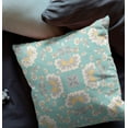 thumbnail image 3 of 16" X 16" Vert et Blanc Drap Coussin à Fleurs, 3 of 3