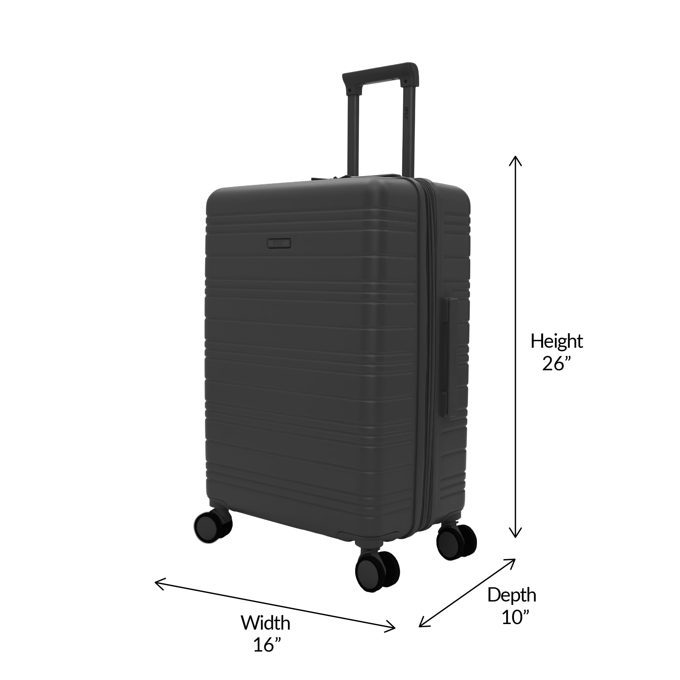 iFLY Take Off 24" Expandable Hardside Spinner Medium Checked Luggage, Black
