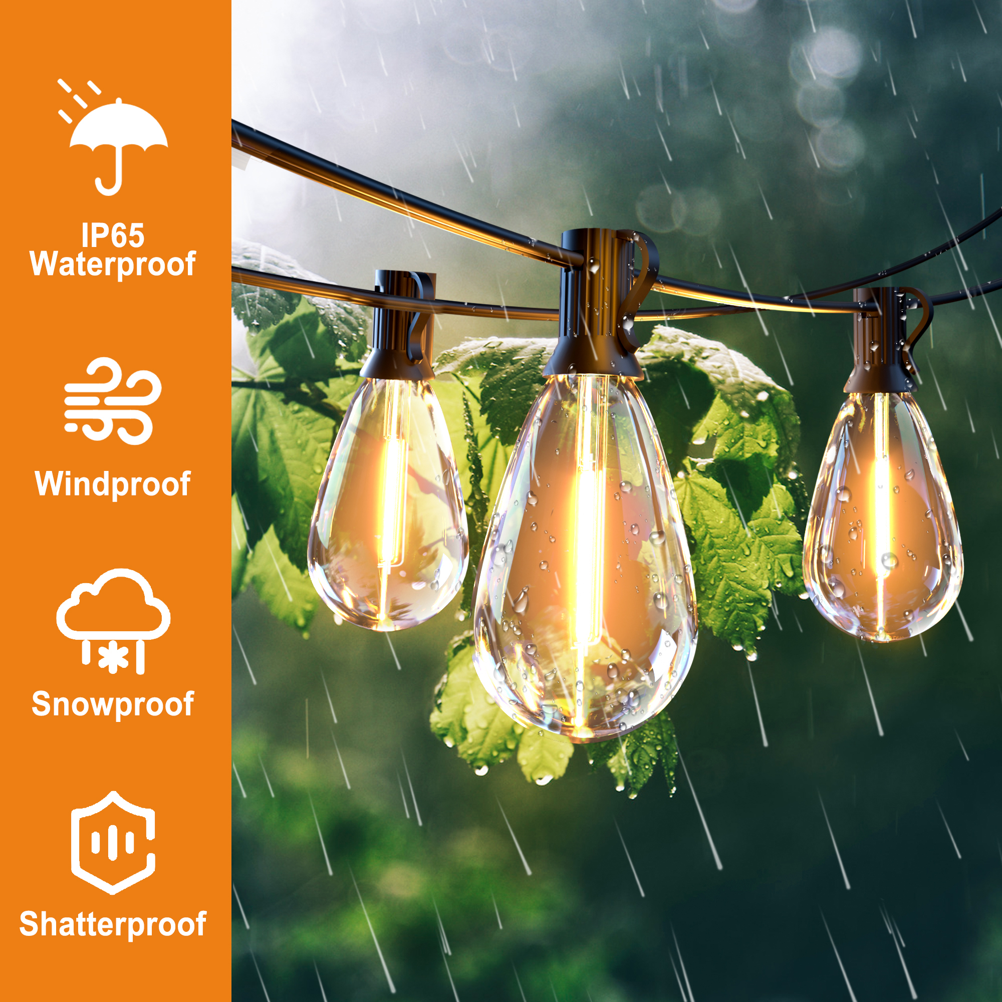 Daybetter 50ft Solar String Lights with 12 Edison Bulbs photo 7