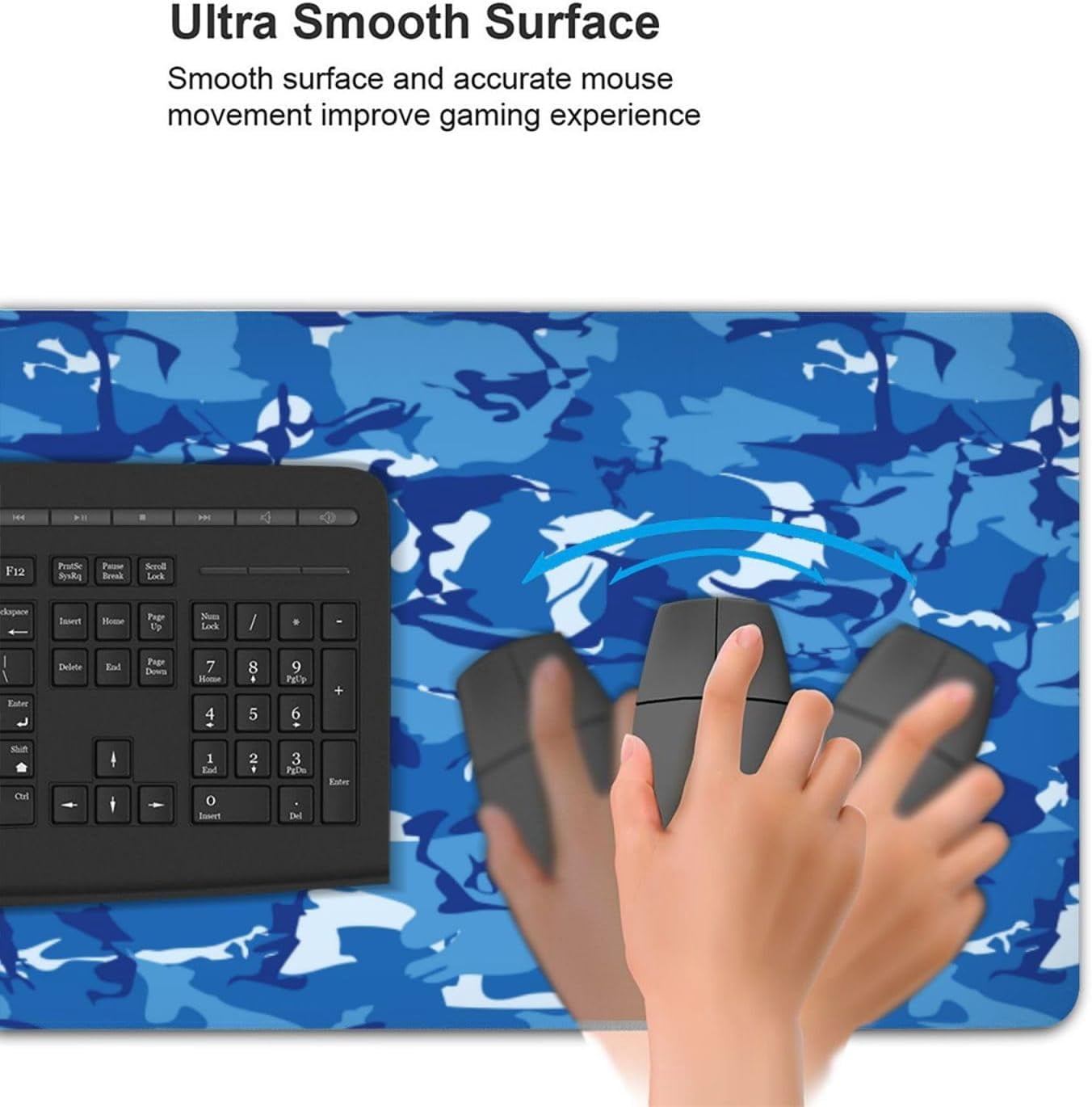 Gaming Mouse Pad Large Desk Mat,Desk Pad Extended Keyboard Pad,Anti-Slip Rubber Base Mouse Pad for Women Girls Work,Game,Office,Home 35.4"X15.7",Blue Camouflage