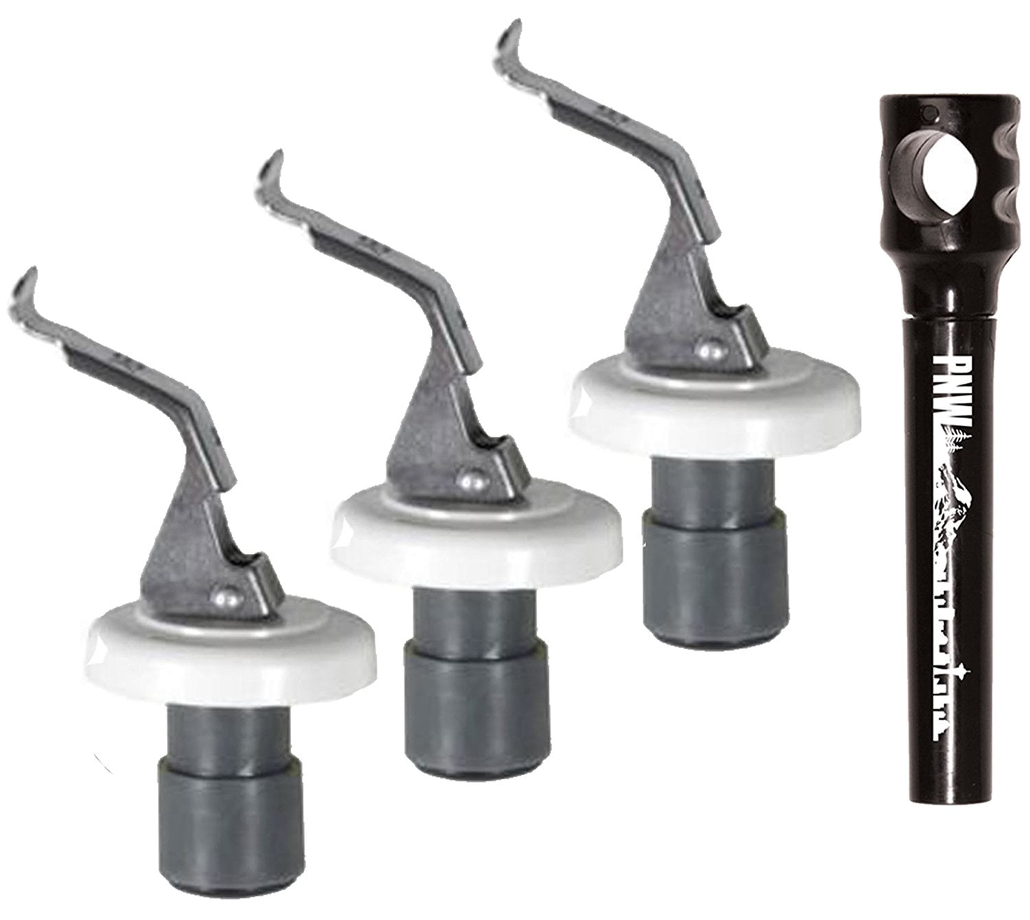 Flip Top Wine Bottle Stopper with PNW Pocket Corkscrew, Set of 3, White