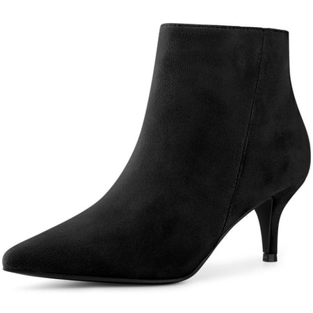

Unique Bargains Women s Pointed Toe Side Zip Stiletto Heeled Ankle Boots Black 7.5