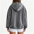 thumbnail image 4 of Oversized Sweatshirt Jacket Women Velvet Zip Up Hooded Sweatshrit Jacket Fall Winter Long Sleeve Hoodies with Pockets Gray 2XL, 4 of 7