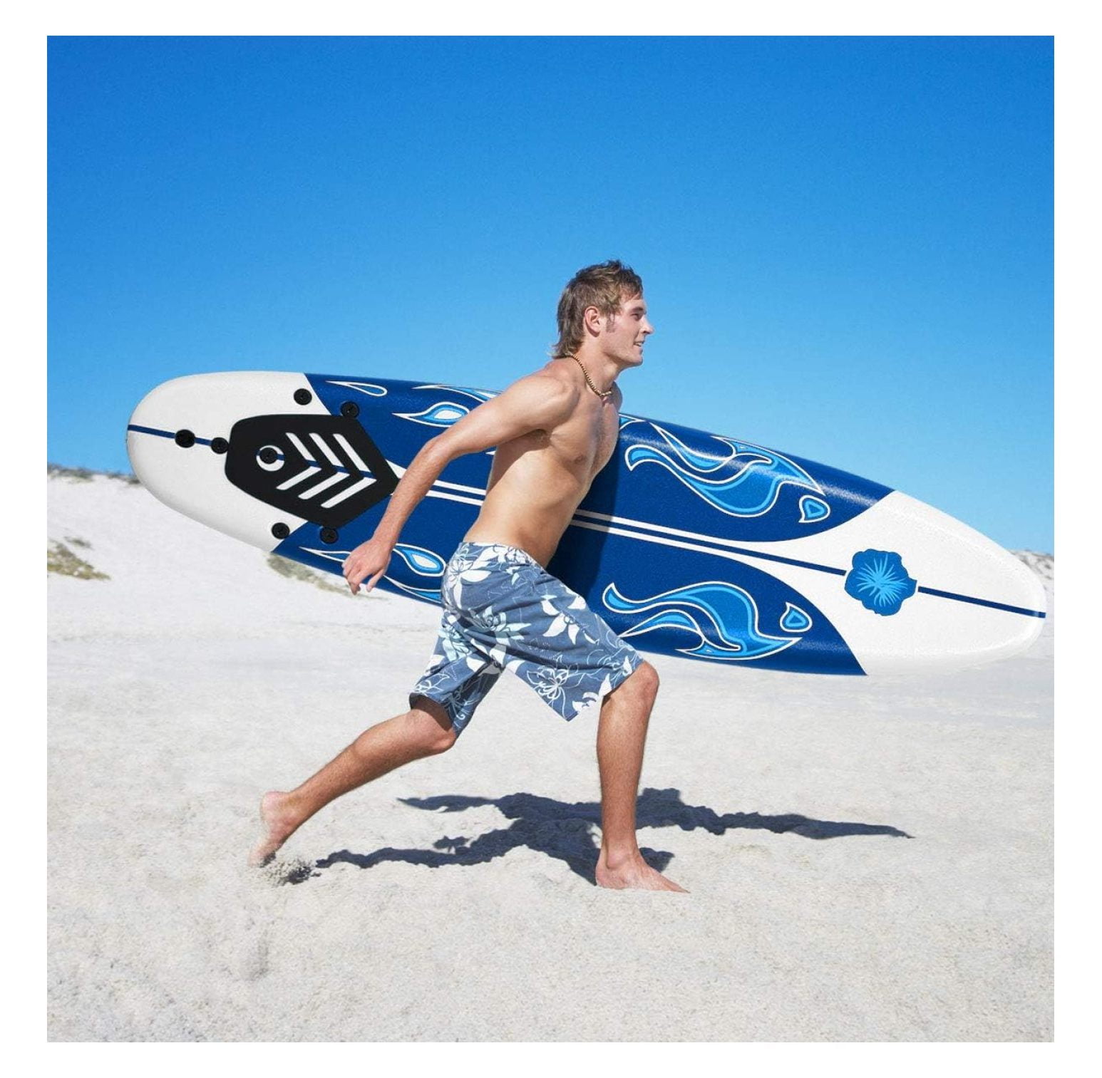Surfboard, 6FT Stand Up Paddle Board with Removable Fins & Safety Leash, Lightweight Non-Slip Paddle Board for Teenagers, Adult, Beginners