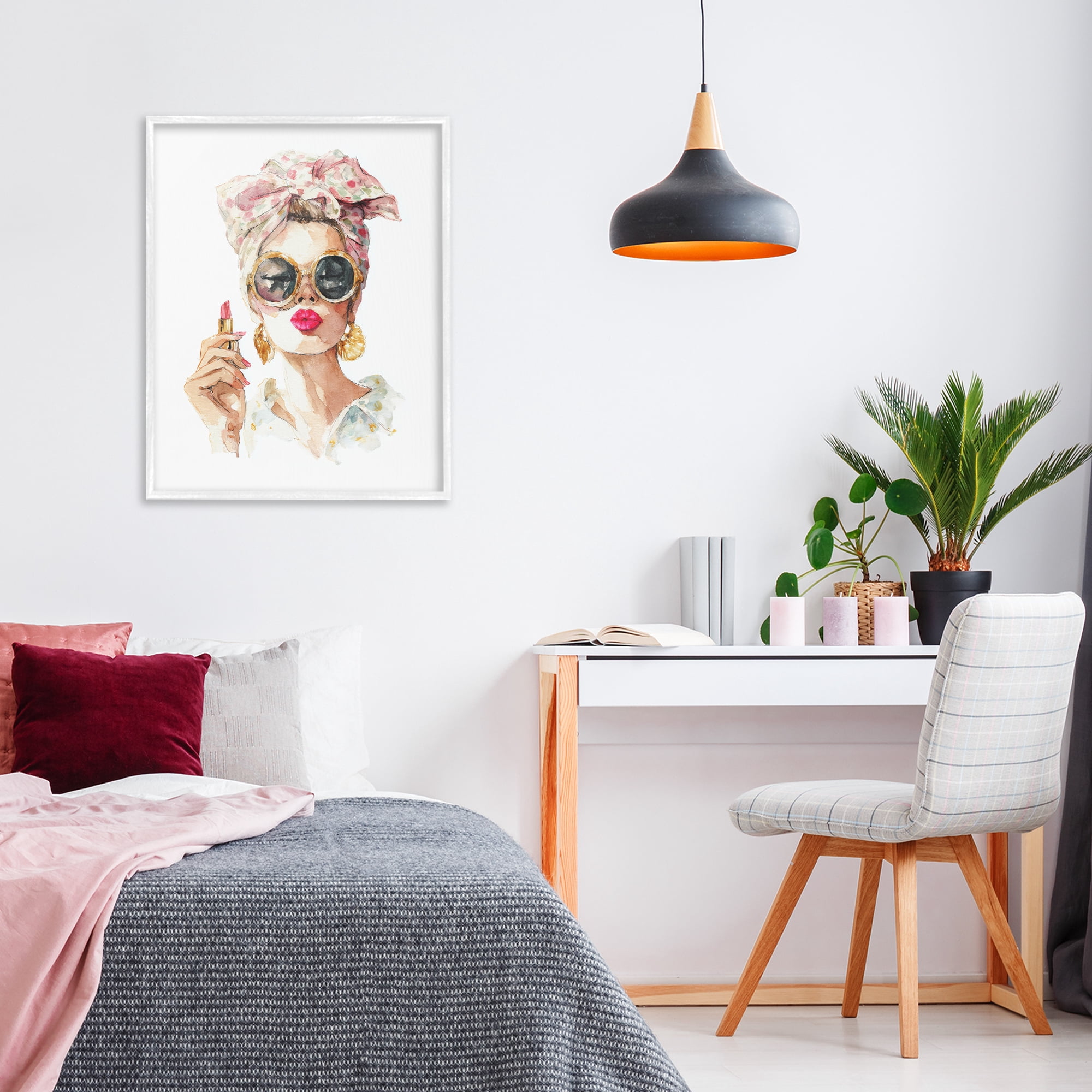 Stupell Industries Feminine Lipstick Spell White Framed Giclee Art, design by Svetlana Aleynikova