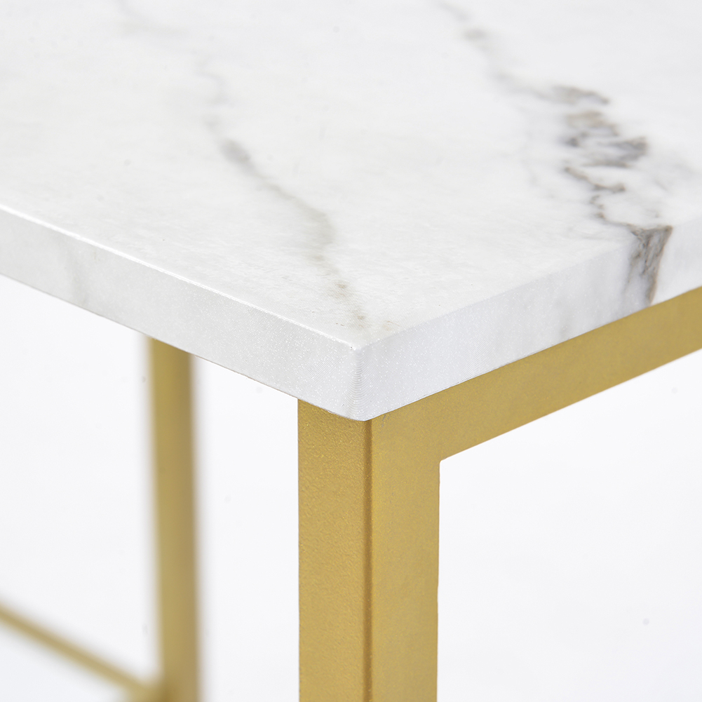 Lowestbest 3 Piece Modern Pub Set with Faux Marble Countertop and Bar Stools, White&Gold Lowestbest 3 Piece Modern Pub Set with Faux Marble Countertop and Bar Stools, White&Gold