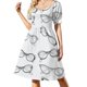 thumbnail image 1 of Vestido de manga corta con diseño de gafas vintage, dibujado a mano, para playa, noche, 2025, 1 of 7