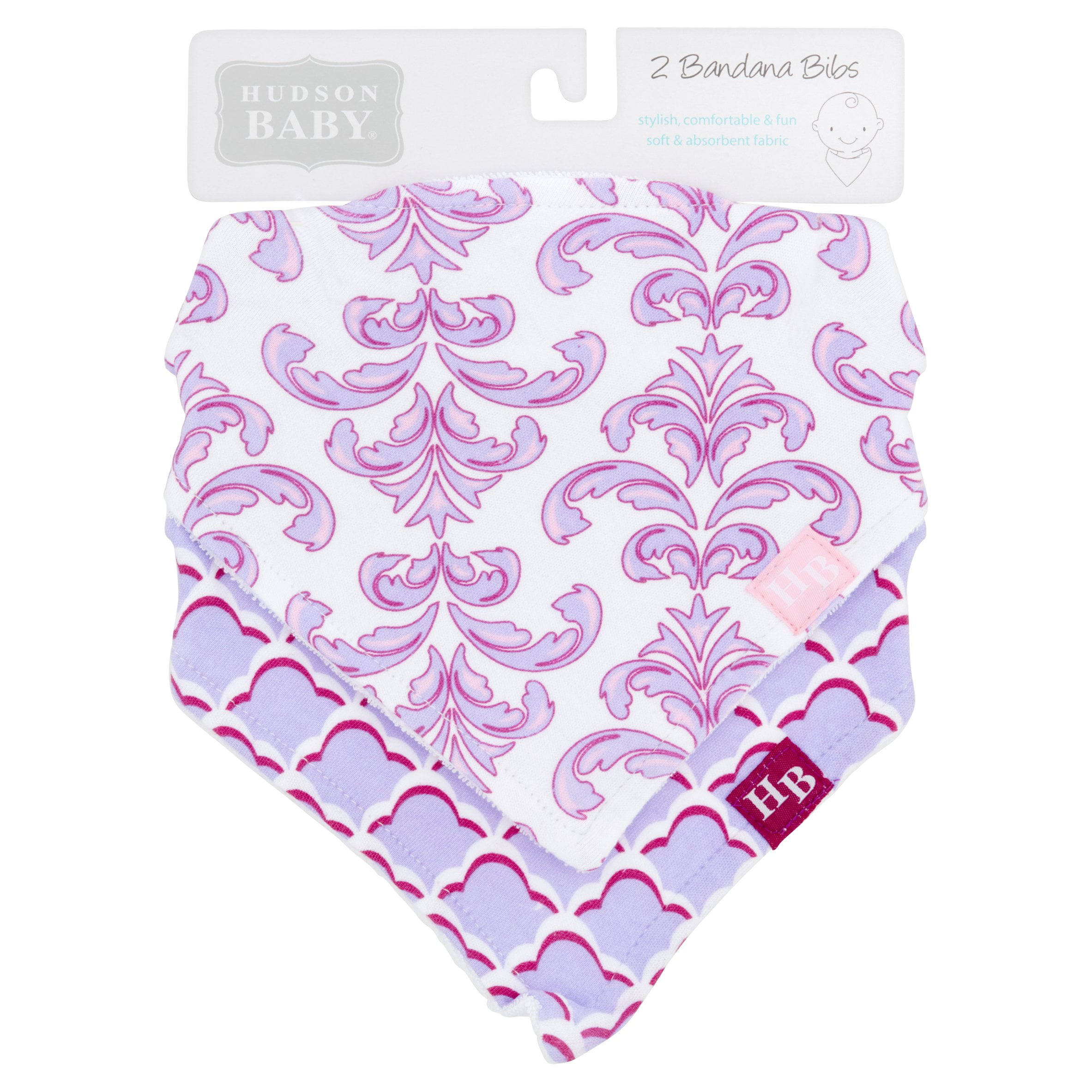 Hudson Baby Boy and Girl Bandana Bib, 2-Pack - Brocade