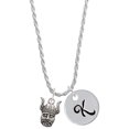 thumbnail image 1 of Delight Jewelry Silvertone Small Viking - Mascot Silvertone Script Initial Disc - K - Charm Necklace, 20"+3", 1 of 4