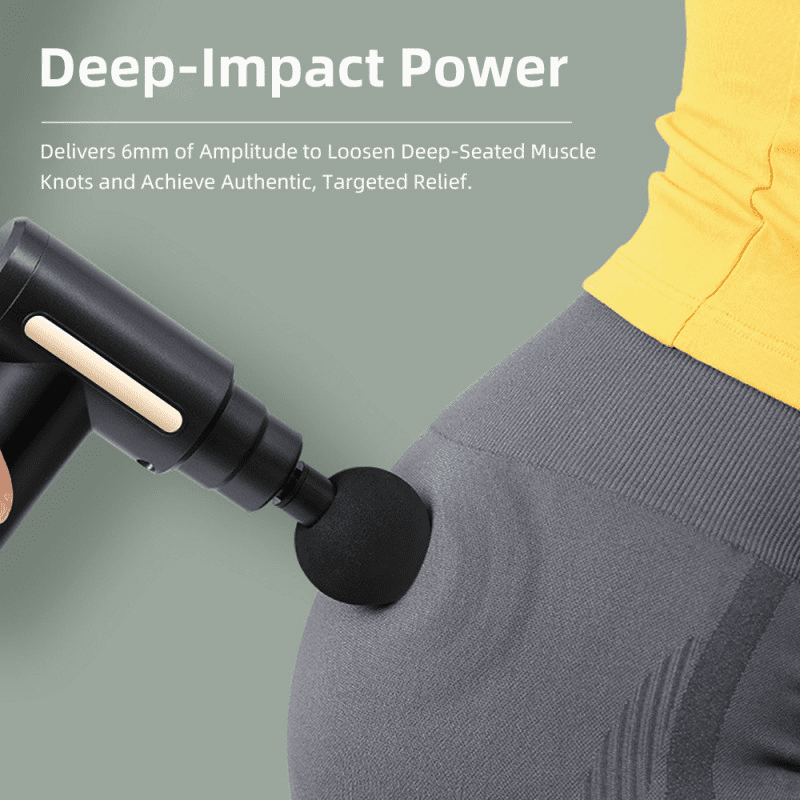 Portable Massage Gun, 6-Speed Muscle Massager with 4 Heads & Type-C, Electric Muscle Massager Gun, Quiet Mini Massager for Neck Back Shoulder Relief, Home Office Travel Use