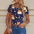 thumbnail image 6 of Rocae Corgi Lying With Moons And Stars for One Piece Round Neck Short Sleeve Bodysuits for Women Casual Basic Bodysuit Daily Jumpsuit T Shirts-X-Large, 6 of 7