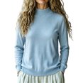 thumbnail image 4 of Women's Mock Neck Long Sleeve Knit Sweater Ghalytn Casual Fine-Knit Pullover Top with Ribbed Trim, 4 of 5
