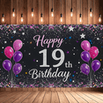 thumbnail image 7 of Sparkly Black Backdrop Banner with Pink Purple Balloons and Stars for 19th Happy Birthday Party Supplies Photography Props Birthday Decoration Decorations, 7 of 7