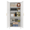 thumbnail image 4 of Metal Storage Cabinet with Doors and Adjustable Shelves,71'' 2 Shapely Doors Cabinet,5-Tier Tall Steel Locker for Bedroom,Living Room,Office,Home,White, 4 of 5
