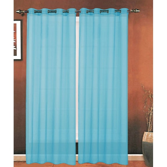 Elegant Comfort Luxury 2-Piece Grommet SHEER PANEL/CURTAIN - Window Curtains 54-inch width X 84-inch Length -  Aqua