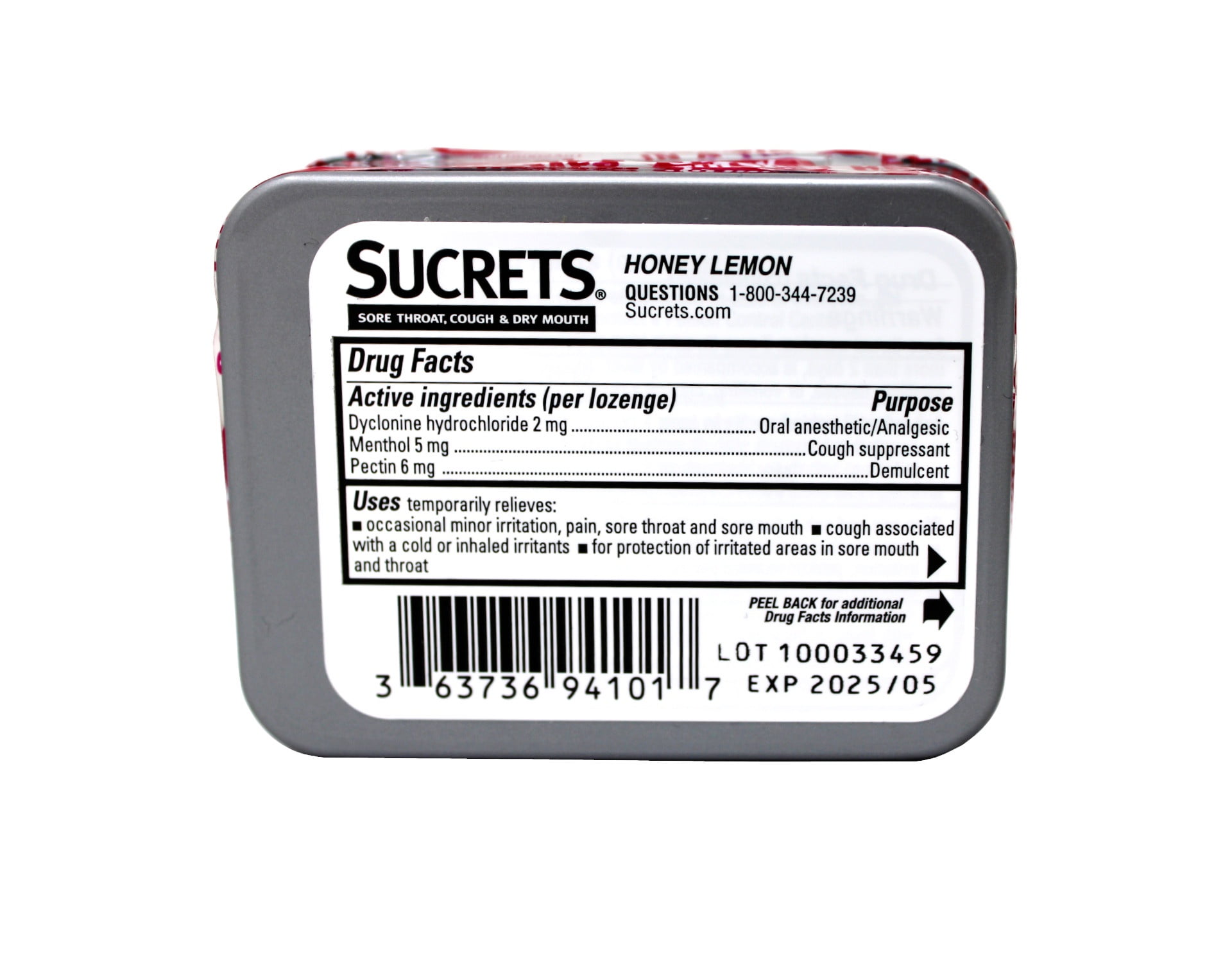 Sucrets Lozenges, Sore Throat, Caught & Dry Mouth, Cough Suppressant, Honey Lemon, 18 Count (Pack of 5)