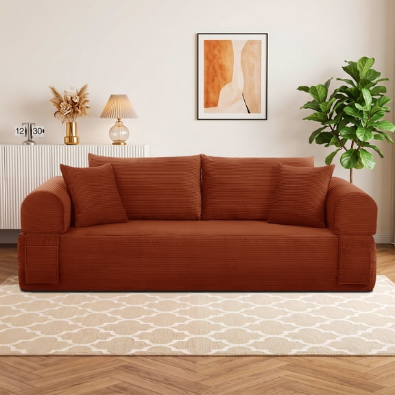 83.4" Loveseat Sofa Convertible Sofa Bed,2-in-1 Futon Sofa Sleeper Chair Mattress,Orange