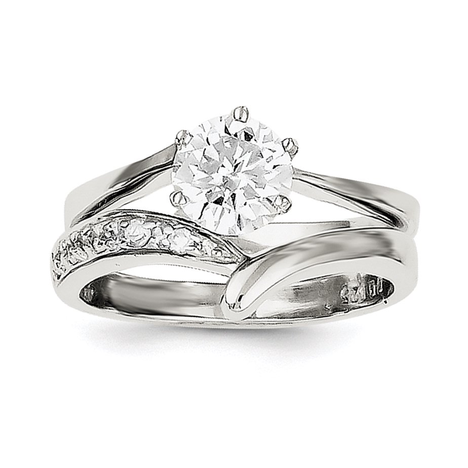 Jewelry Sterling Silver 2Piece CZ Wedding Ring
