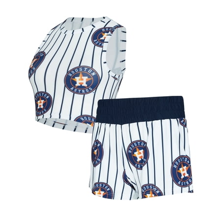 Women s-Concepts Sport White Houston Astros Pinstripe Record Tank & Short Set