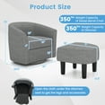 thumbnail image 4 of Giantex Fauteuil d'Appoint Pivotant avec Ottoman, Fauteuil Club Tonneau Moderne, Sofa Simple Pivotant avec Repose-Pieds, Gris, 4 of 9