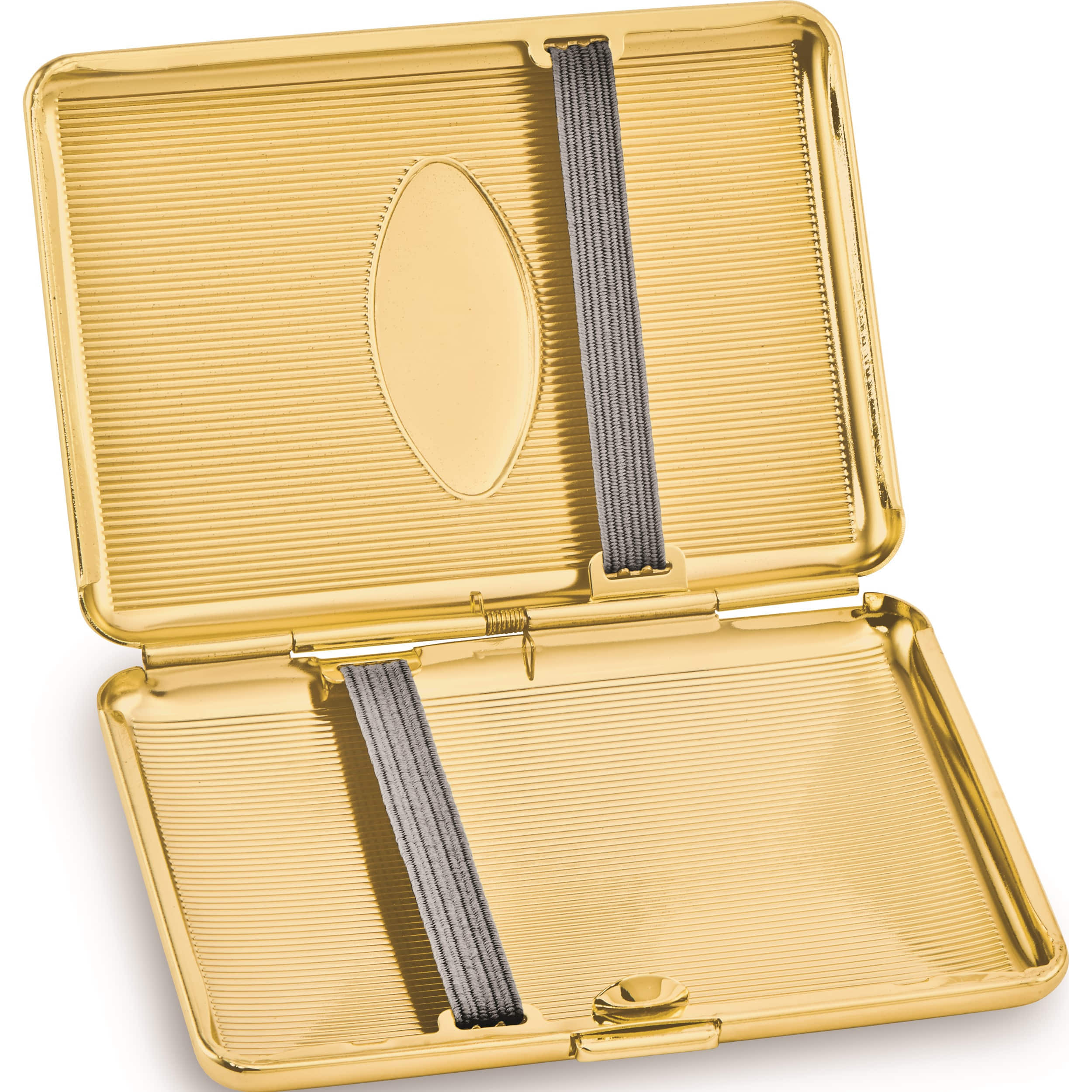 Fashion Brass-Plated Elastic Holder (Holds 14 King) Cigarette/Card Case (4 X 2.75) Made In China gl8270