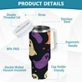 thumbnail image 2 of Yayeee 40oz Stainless Steel Tumbler with Straw and Handle Double-Wall Insulated Travel Water Bottle, Purple Halloween Ghosts, 2 of 8