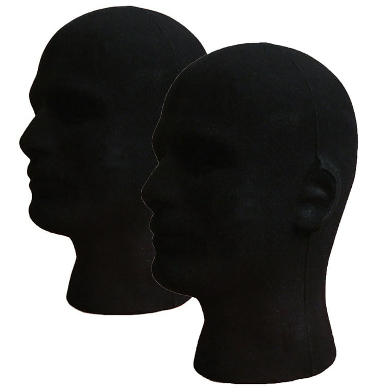 Male Foam Mannequin Head Model Hat Display Stand Black Sturdy Smooth  Surface