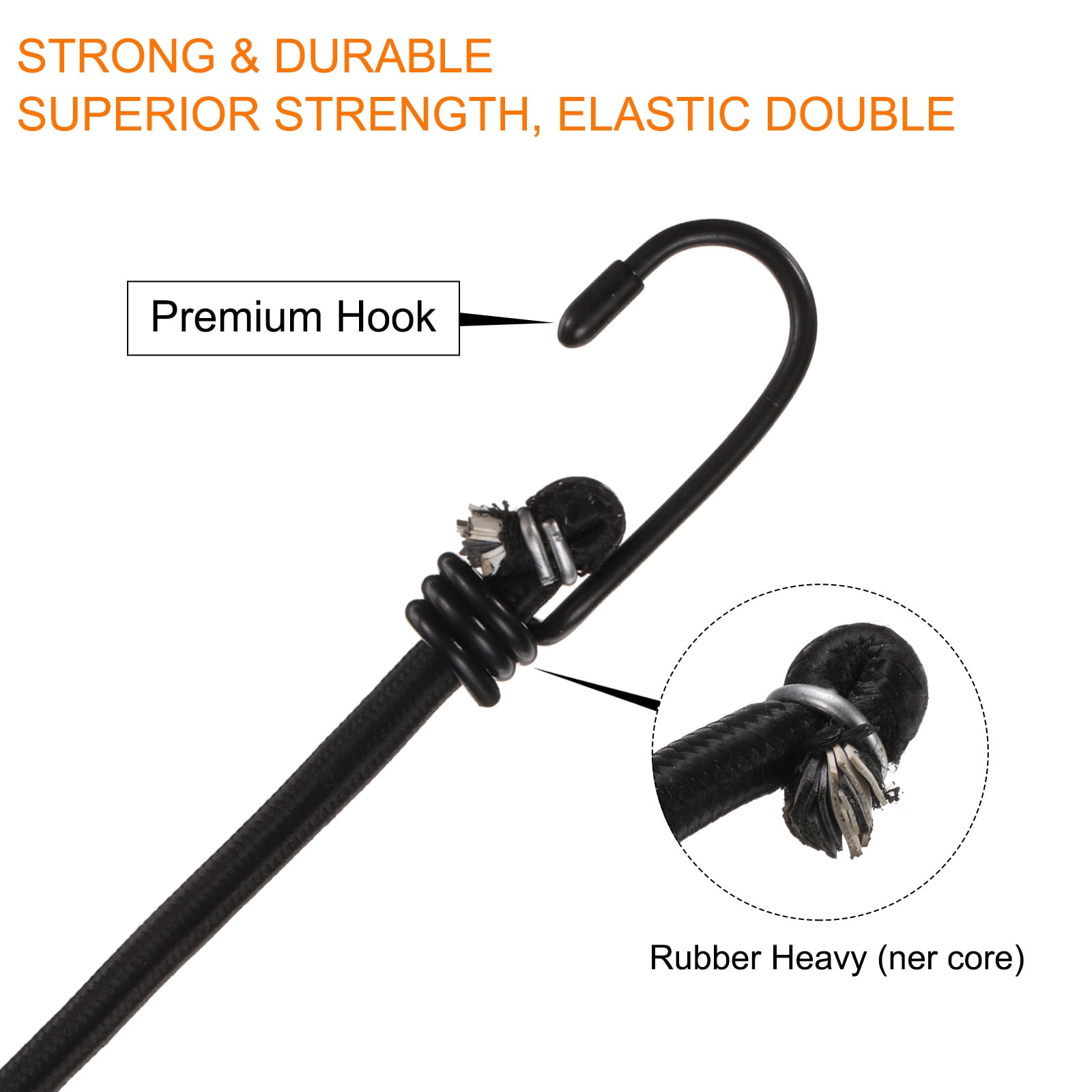 Uxcell 6Pcs Bungee Cord with Hooks 32" Rubber Bungee Cords for Outdoor Camping Straps, Black