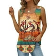thumbnail image 2 of JGGSPWM Womens Adorable Aztec Graphic Western Blouse Square Neck Sleeveless Shirts Flattering Lovely Vest Camisole Yellow XXL, 2 of 4