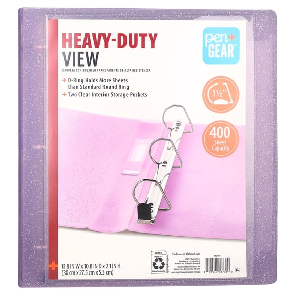 PG 1.5" Glitter Binder Heavy Duty Purple