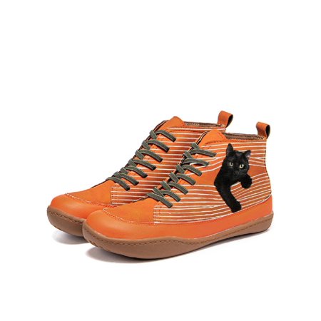 

Daeful Womens Ankle Boot Lace Up Bootie Comfort Short Boots Oudoor Lightweight Non-slip Casual Winter Shoes Orange 12