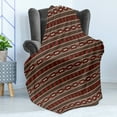 thumbnail image 4 of Tribal Soft Flannel Fleece Throw Blanket, Horizontal Borders Ikat Prehistoric Style Pattern, Cozy Plush for Indoor and Outdoor Use, 60" x 80", Black Ruby White, by Ambesonne, 4 of 5