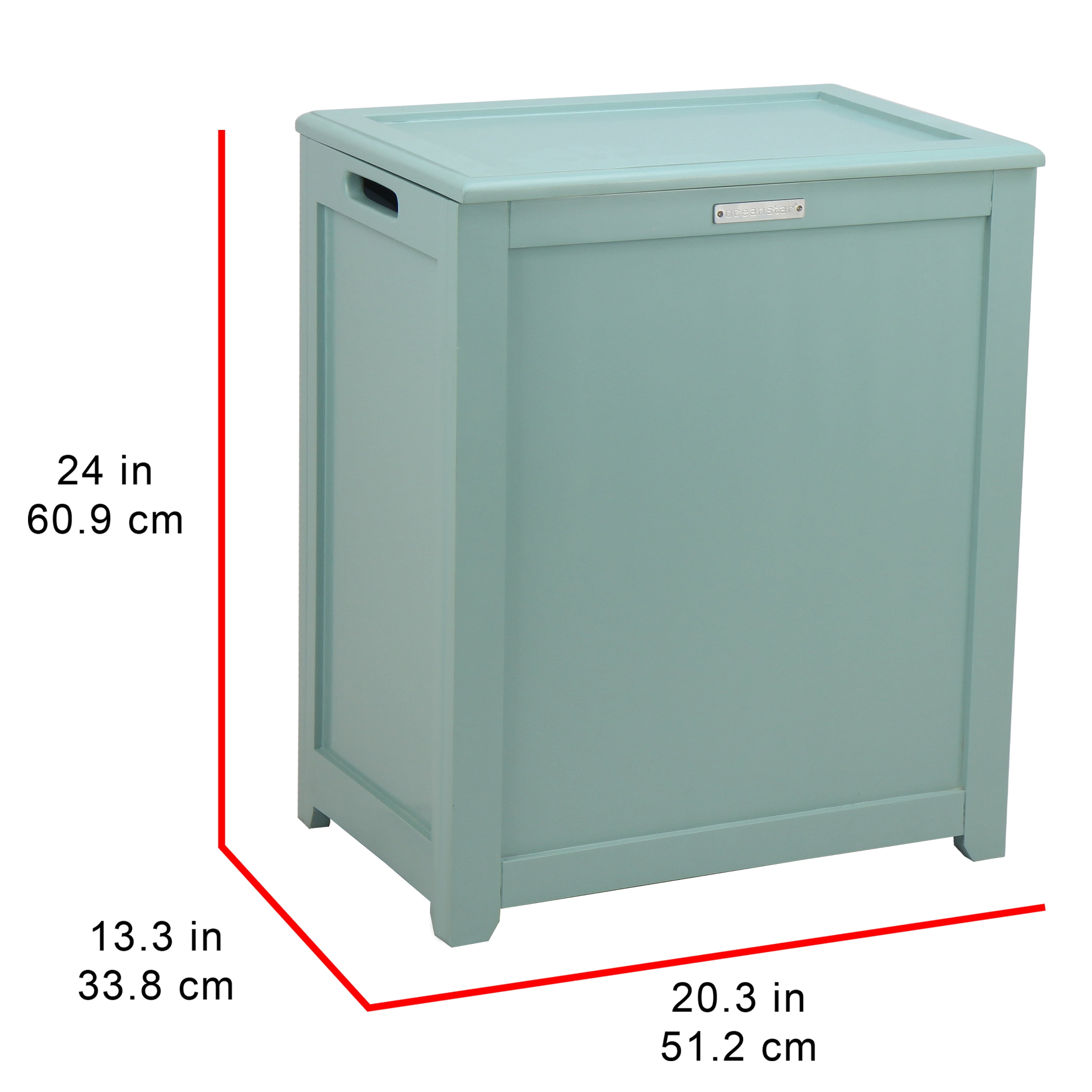 Oceanstar Wooden Storage Laundry Hamper, Turquoise Color, 20.3 L x 13.3 W x 24 H inches, Age Group Adult