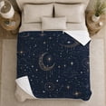 thumbnail image 5 of Crescent Moons Constellations and Golden Stars, Mystical Celestial Night Pattern for Stargazers, Birthday Gift, Soft Flannel Blanket for Bedroom, Starry Home Decor, 5 of 9