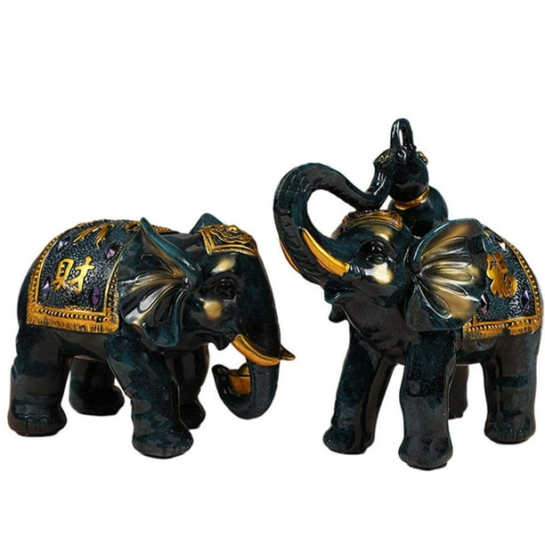 1 par de figuras de elefante de resina, estatuas decorativas, soporte coleccionable de moda para azul
