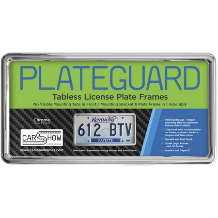 PLATEGUARD Tabless License Plate Frame and Holder/Bracket,