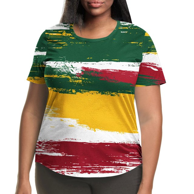 KIHOUT T-Shirt Imprimé Oversize pour Femmes 4 Juillet Manches Courtes Col Rond Ample Tops d'Été Multicolore TG